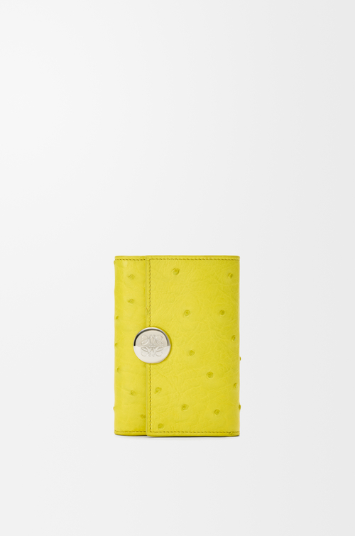 LOEWE Pebble small vertical wallet in ostrich Lemon