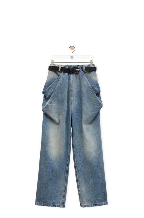 Draped jeans in denim Washed Denim - LOEWE