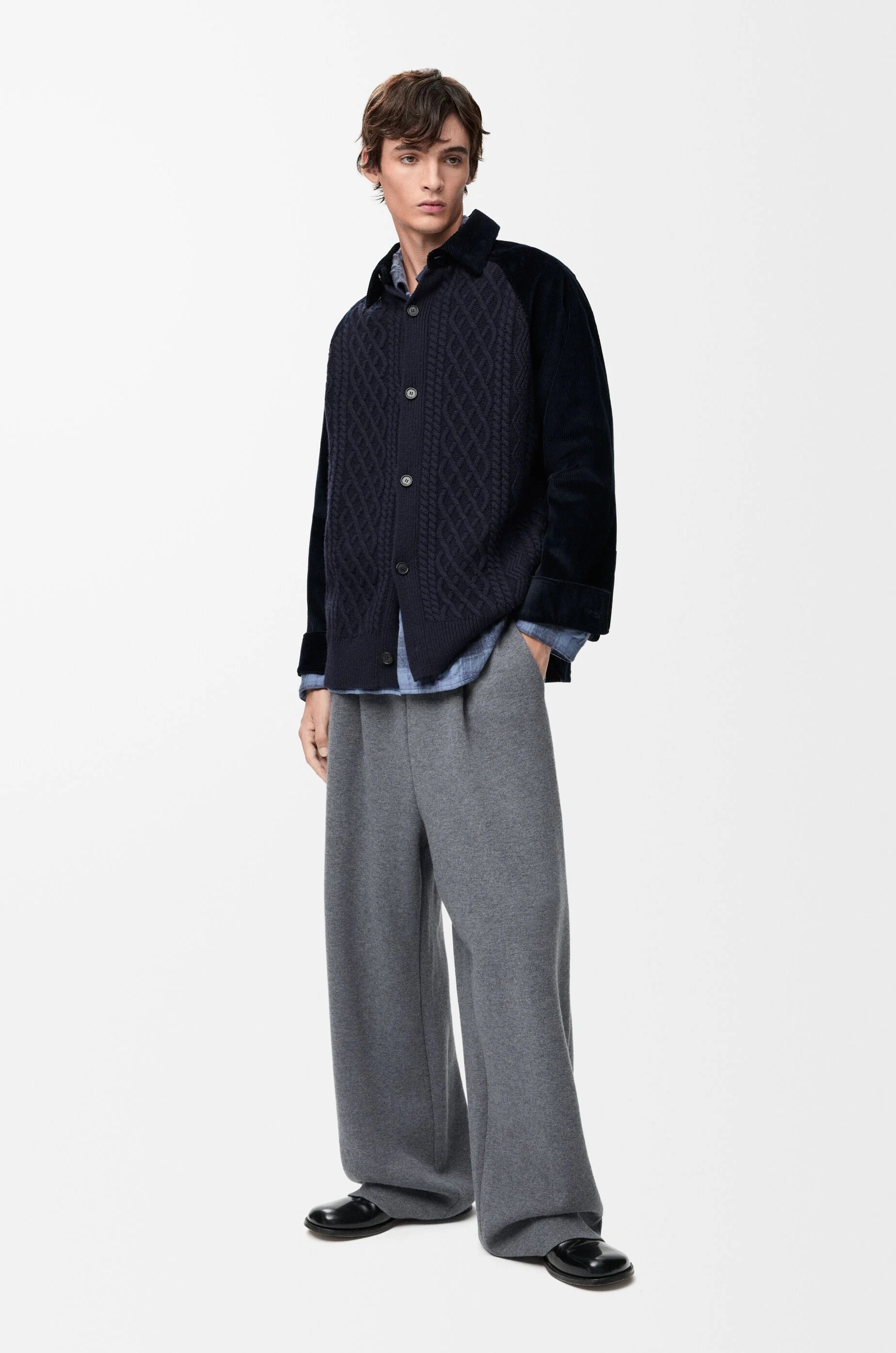 Hybrid overshirt in cotton and wool Blue - LOEWE