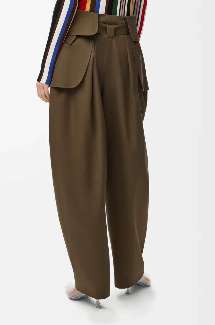 LOEWE 카고 트라우저 - 코튼 & 실크 카키 그린