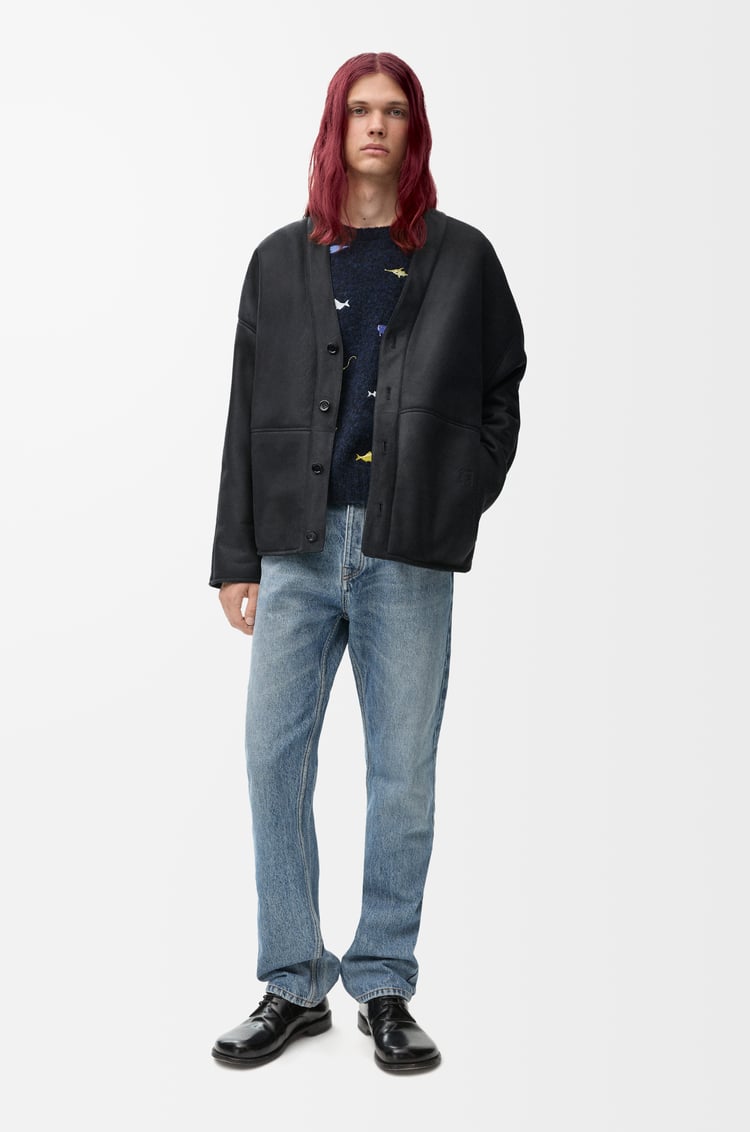 LOEWE Cardigan in shearling Navy/Black