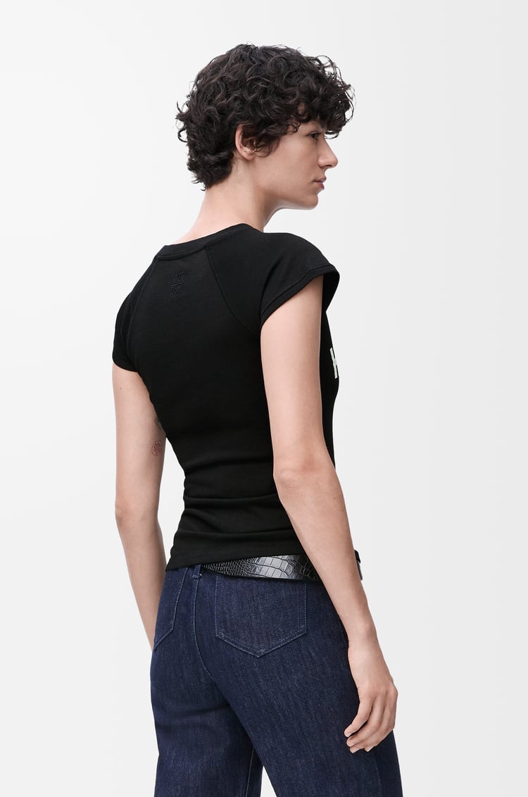 LOEWE Camiseta de corte pequeño en algodón y viscosa Negro