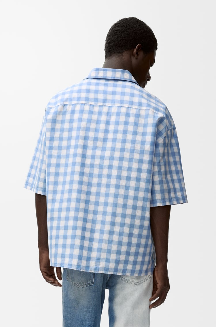 LOEWE Short sleeve shirt in cotton Blue/White