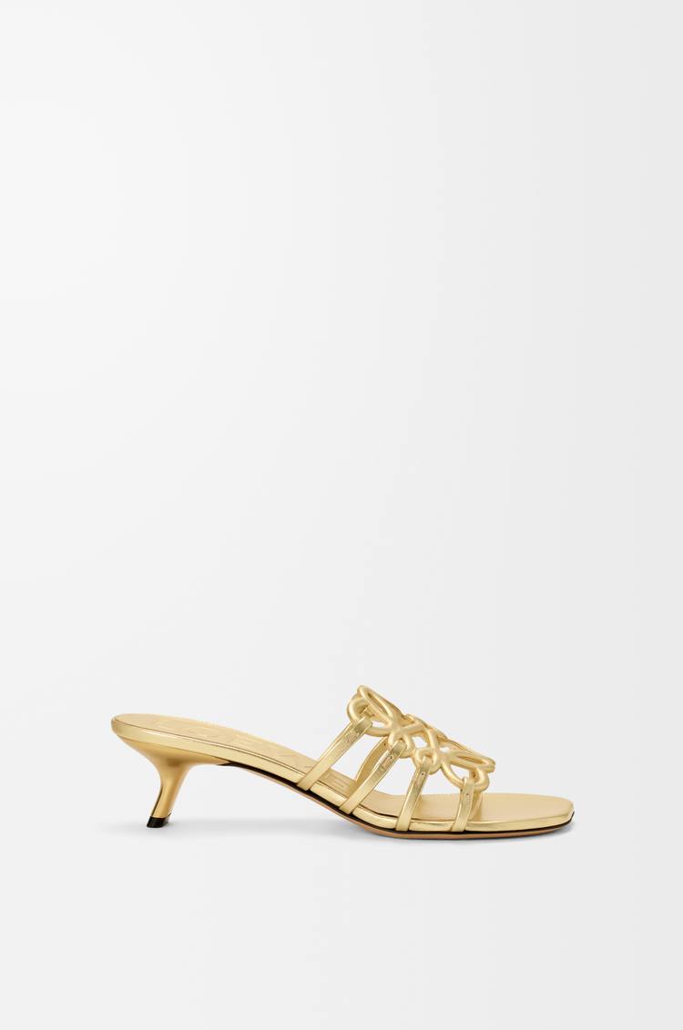 LOEWE Petal Anagram 層壓小羊皮涼鞋 金色