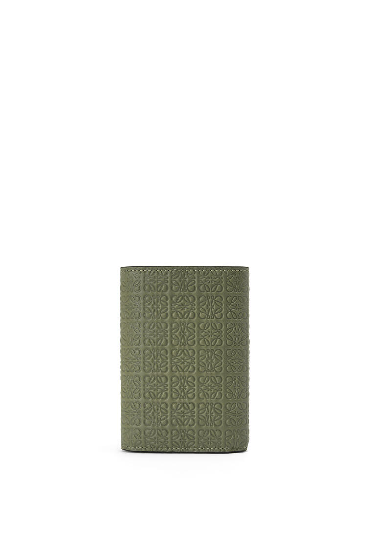 LOEWE Repeat small vertical wallet in embossed silk calfskin Avocado Green