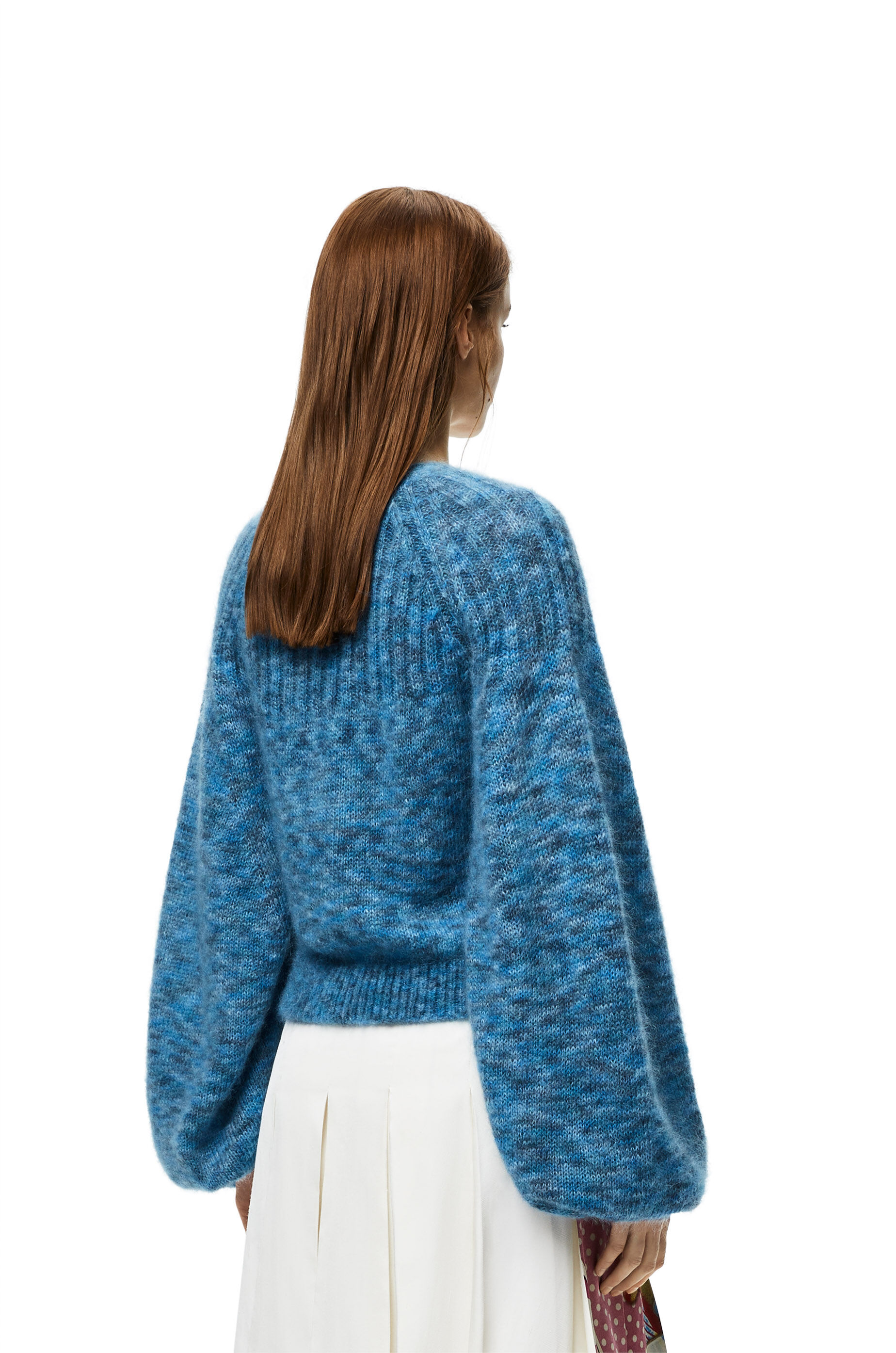 Balloon sleeve cardigan in mohair Blue Multitone LOEWE