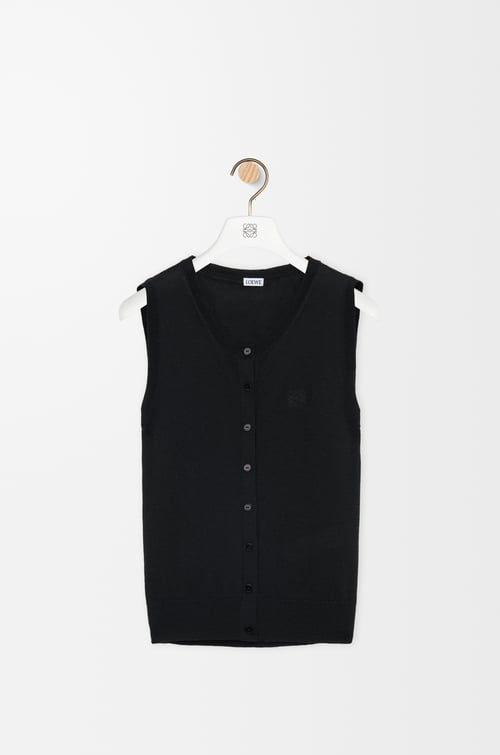 LOEWE Chaleco en cashmere y seda Negro