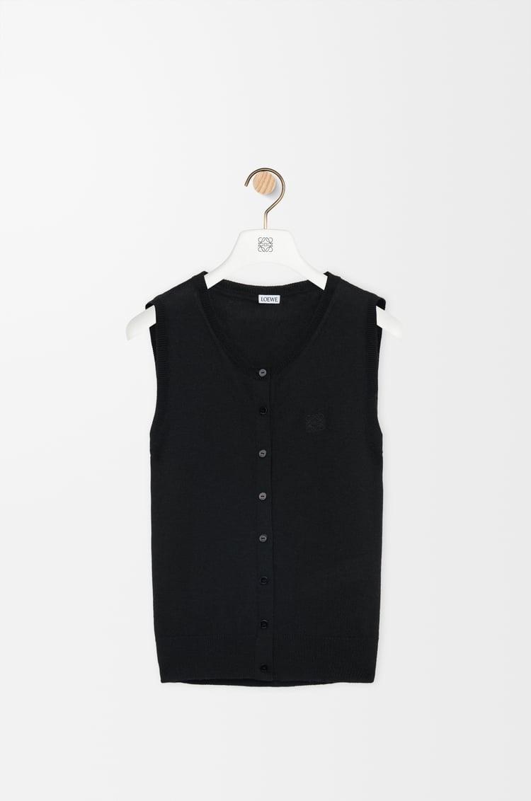 LOEWE Pull sans manches en cachemire et soie Noir