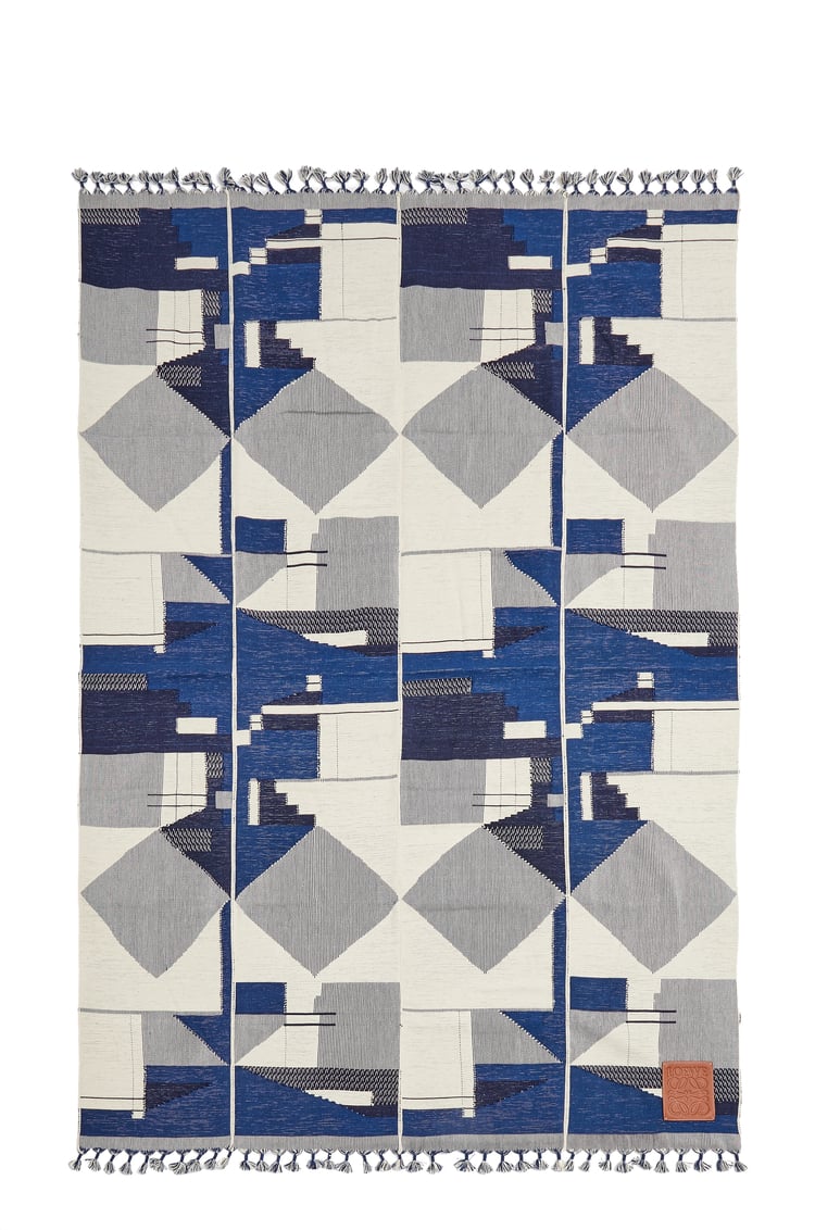 LOEWE Blanket in cotton Blue/Multicolor