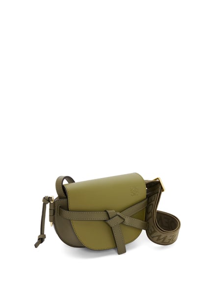 LOEWE Mini Gate Dual bag in soft calfskin and jacquard 橄欖綠/卡其綠 plp_rd