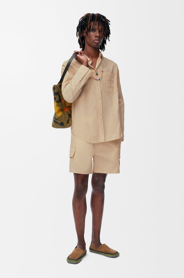 LOEWE Camisa en mezcla de algodón Beige Claro