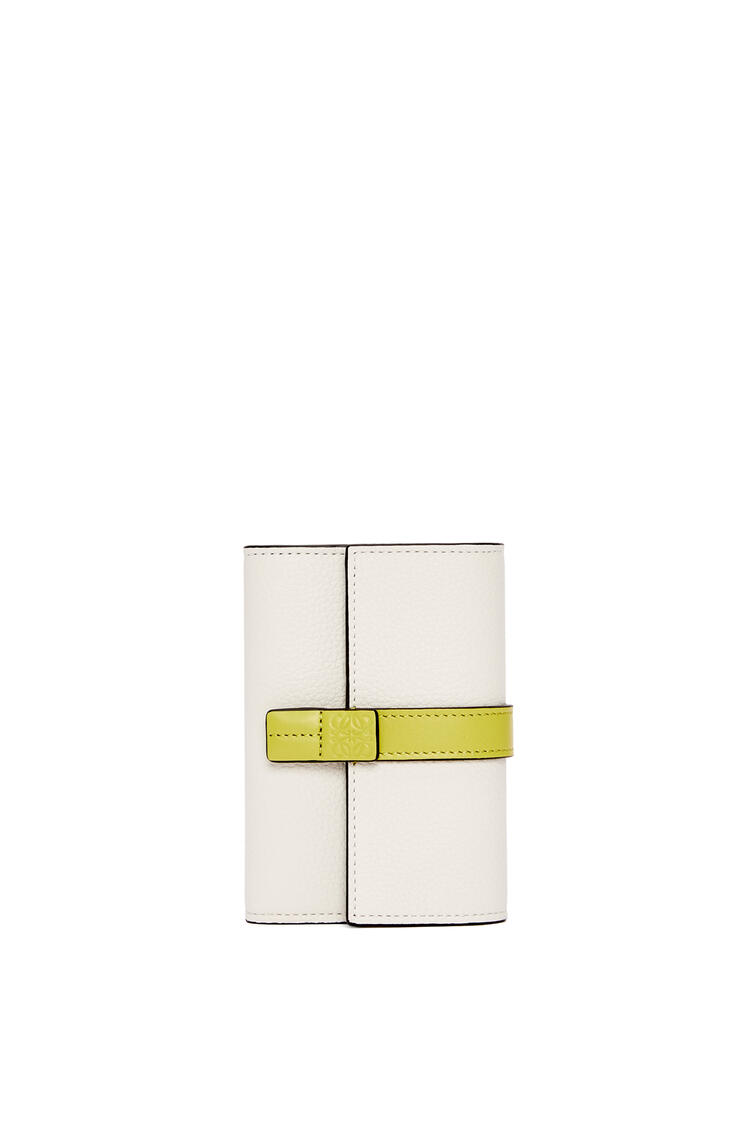 LOEWE Small vertical wallet in soft grained calfskin Soft White/Lime Yellow