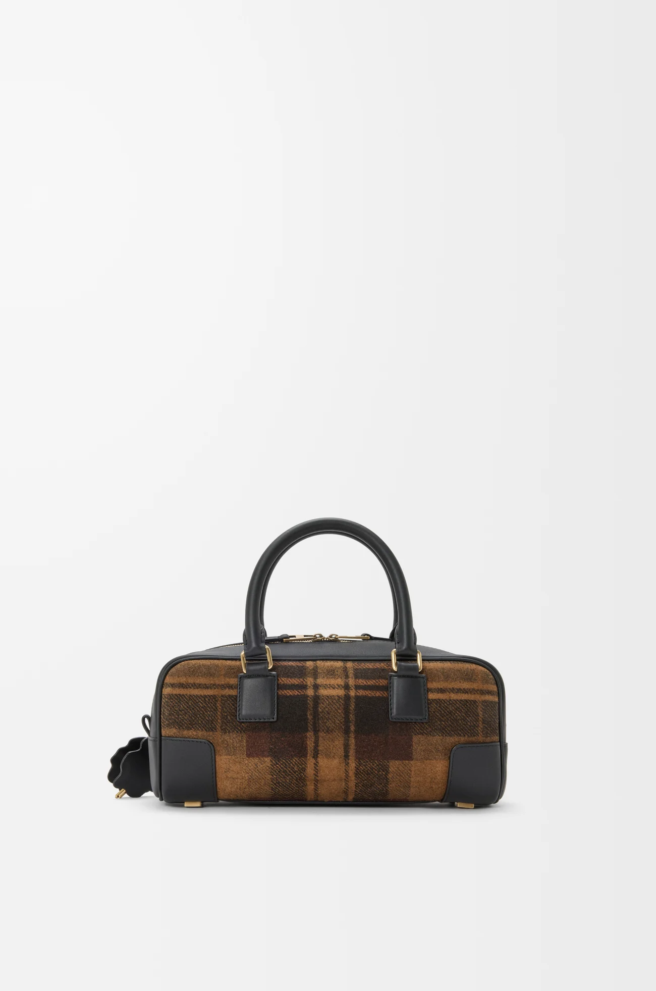 LOEWE 格纹绒面革和纳帕牛皮革 Amazona 23 Cropped 手袋 棕褐色/黑色