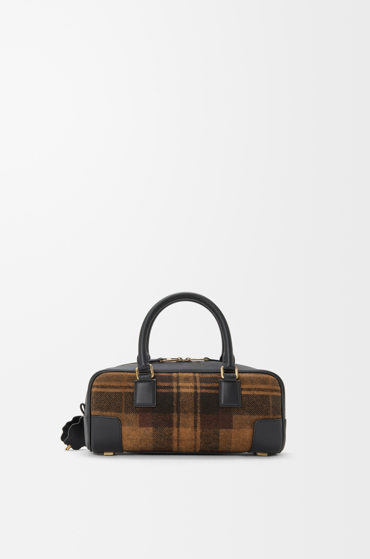 LOEWE 格纹绒面革和纳帕牛皮革 Amazona 23 Cropped 手袋 棕褐色/黑色