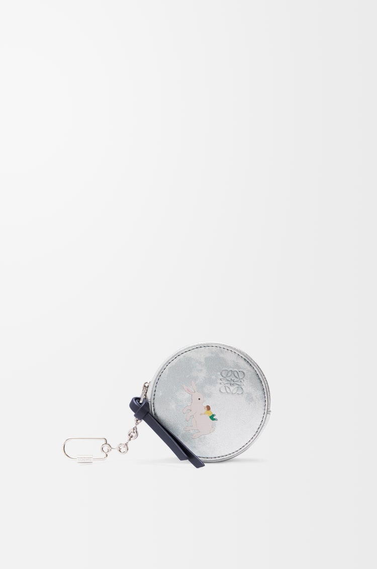 LOEWE Bunny large cookie coincase in nappa calfskin Silver