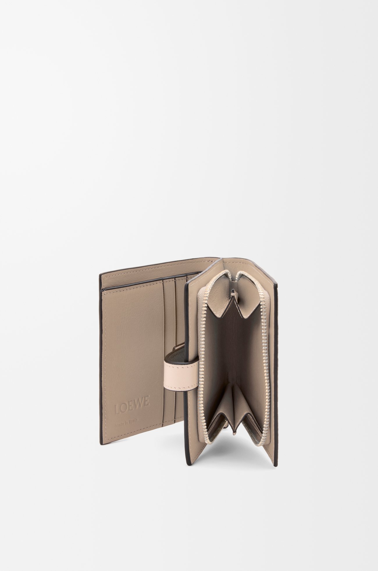 LOEWE Compact zip wallet in soft grained calfskin Taupe/Talc