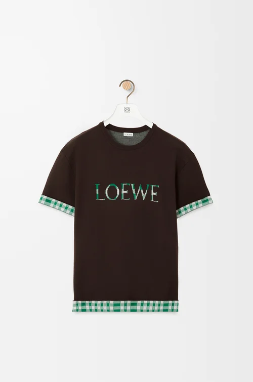 LOEWE Top in wool and cotton Brown/White