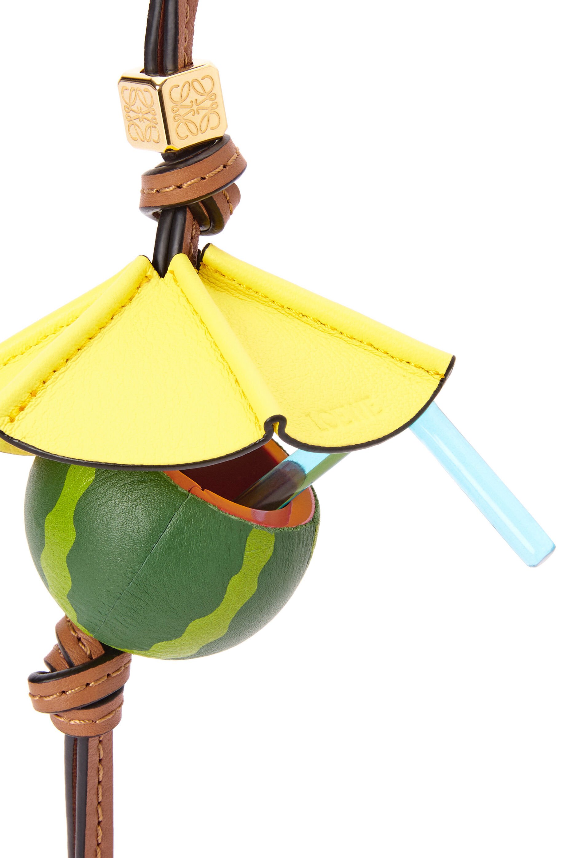 Watermelon cocktail charm in calfskin and brass Green - LOEWE
