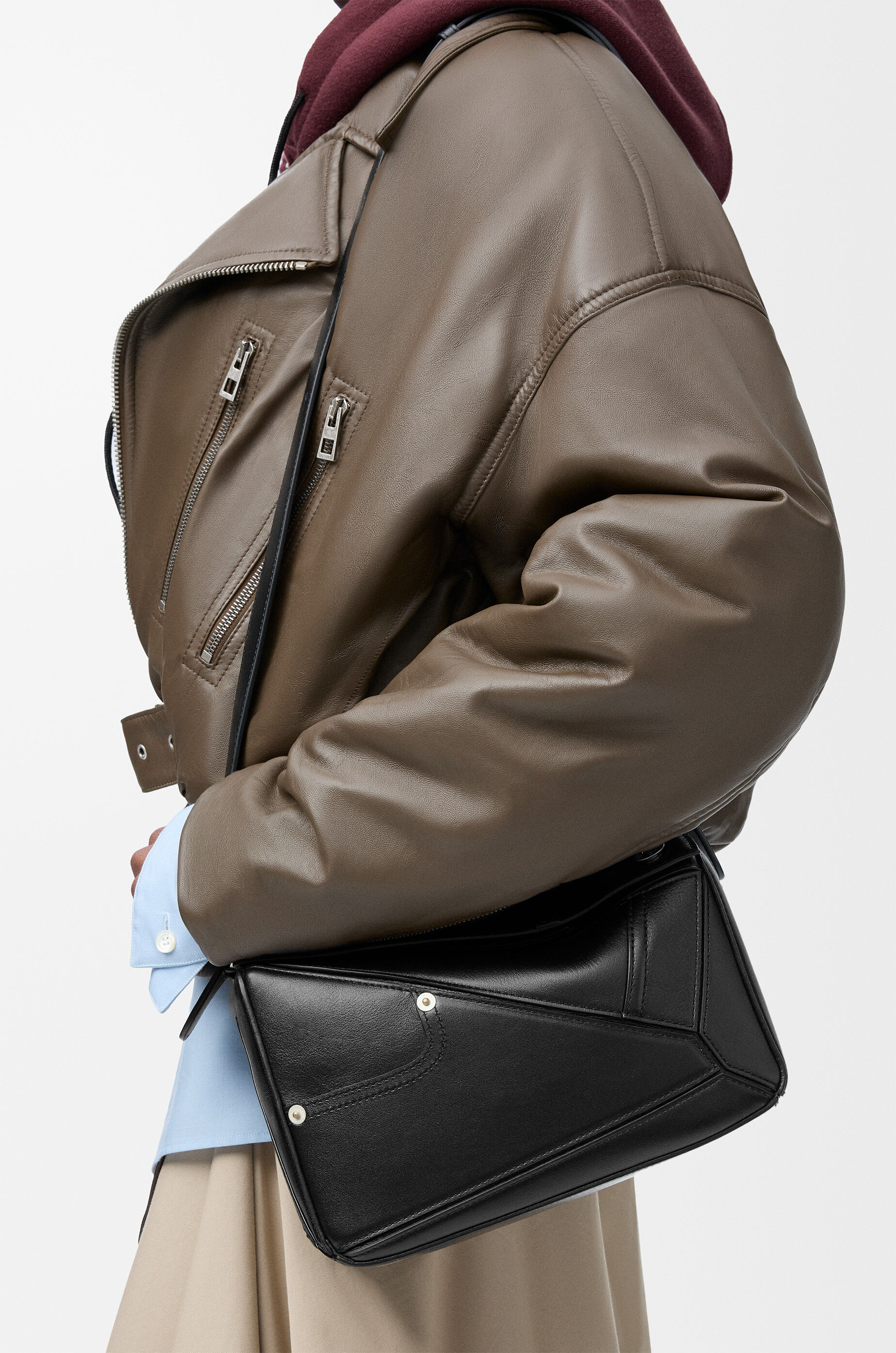 Panta small Puzzle bag in shiny calfskin Black - LOEWE USA