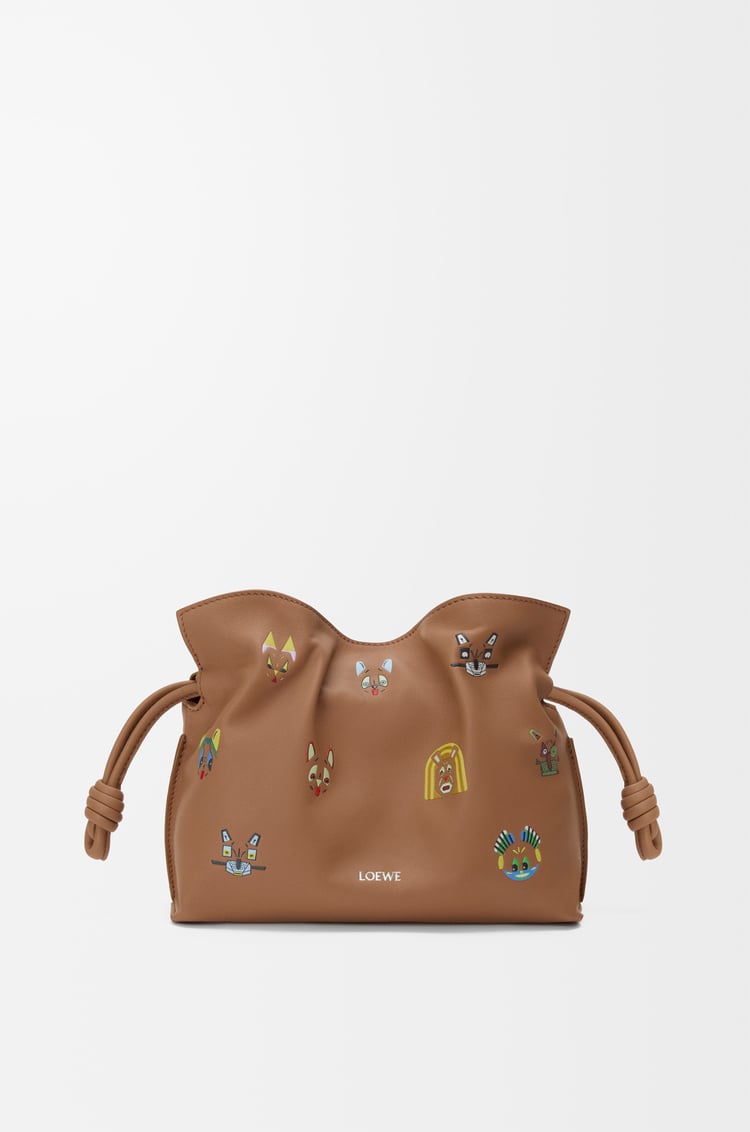 LOEWE Cats mini Flamenco clutch in nappa calfskin Mocha