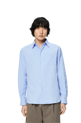 LOEWE Chest pocket check shirt in cotton Calm Blue plp_rd