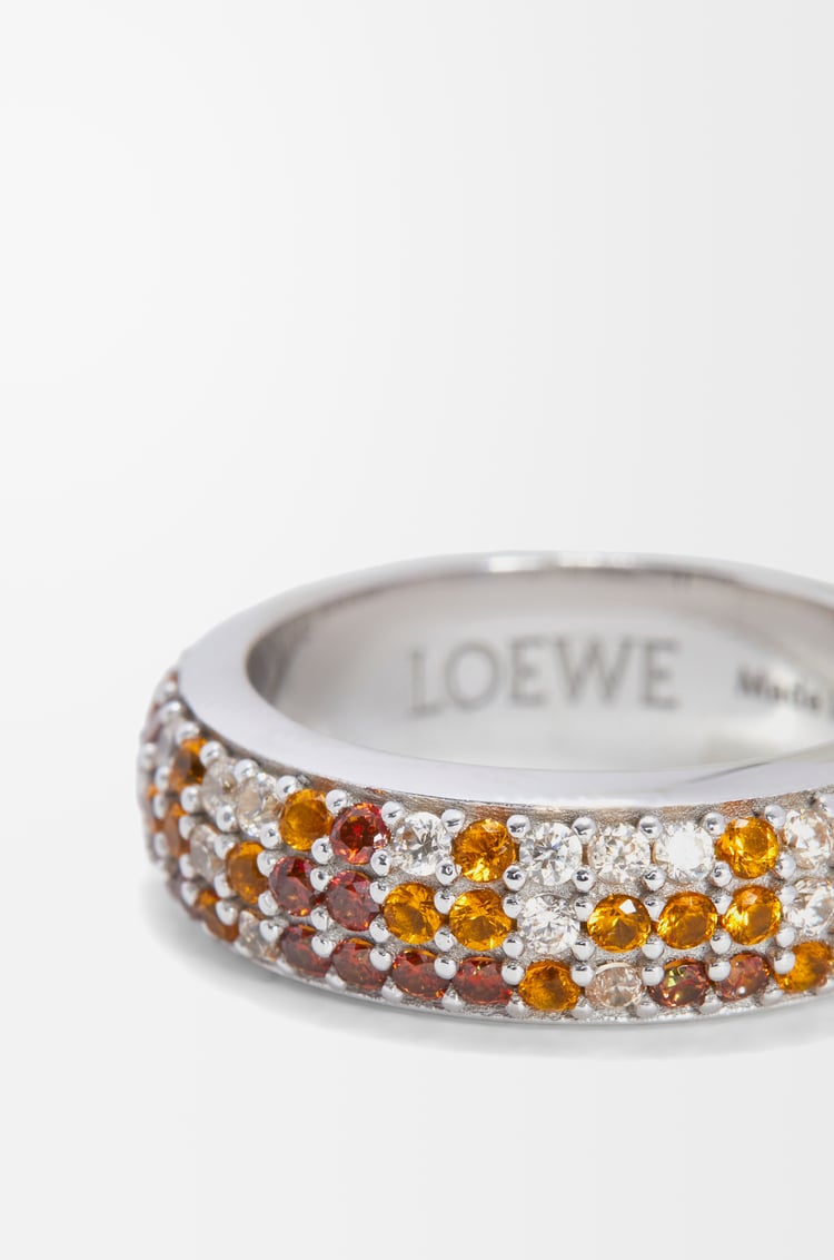 LOEWE パヴェ シン リング（スターリングシルバー＆クリスタル） シルバー/ブラウン