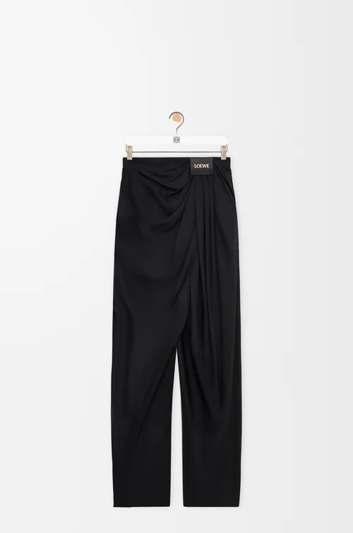 LOEWE 真絲垂墜長褲 黑色