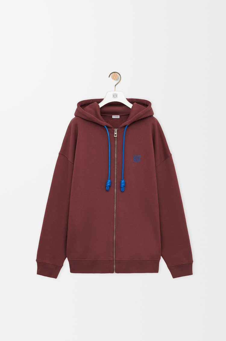 LOEWE Sudadera con capucha y cremallera en algodón Burdeos