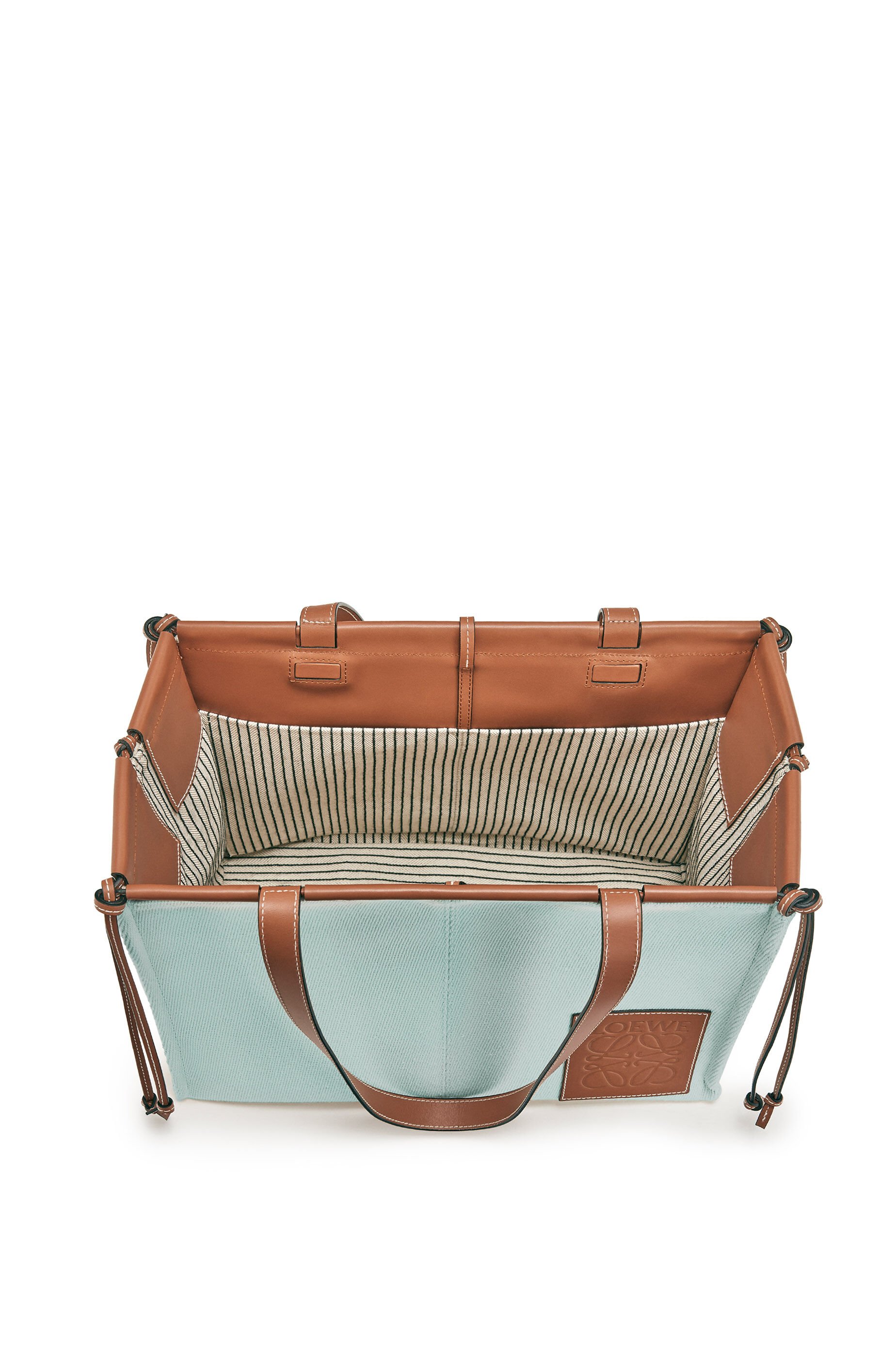 LOEWE Small Cushion Tote bag in canvas and calfskin Aqua