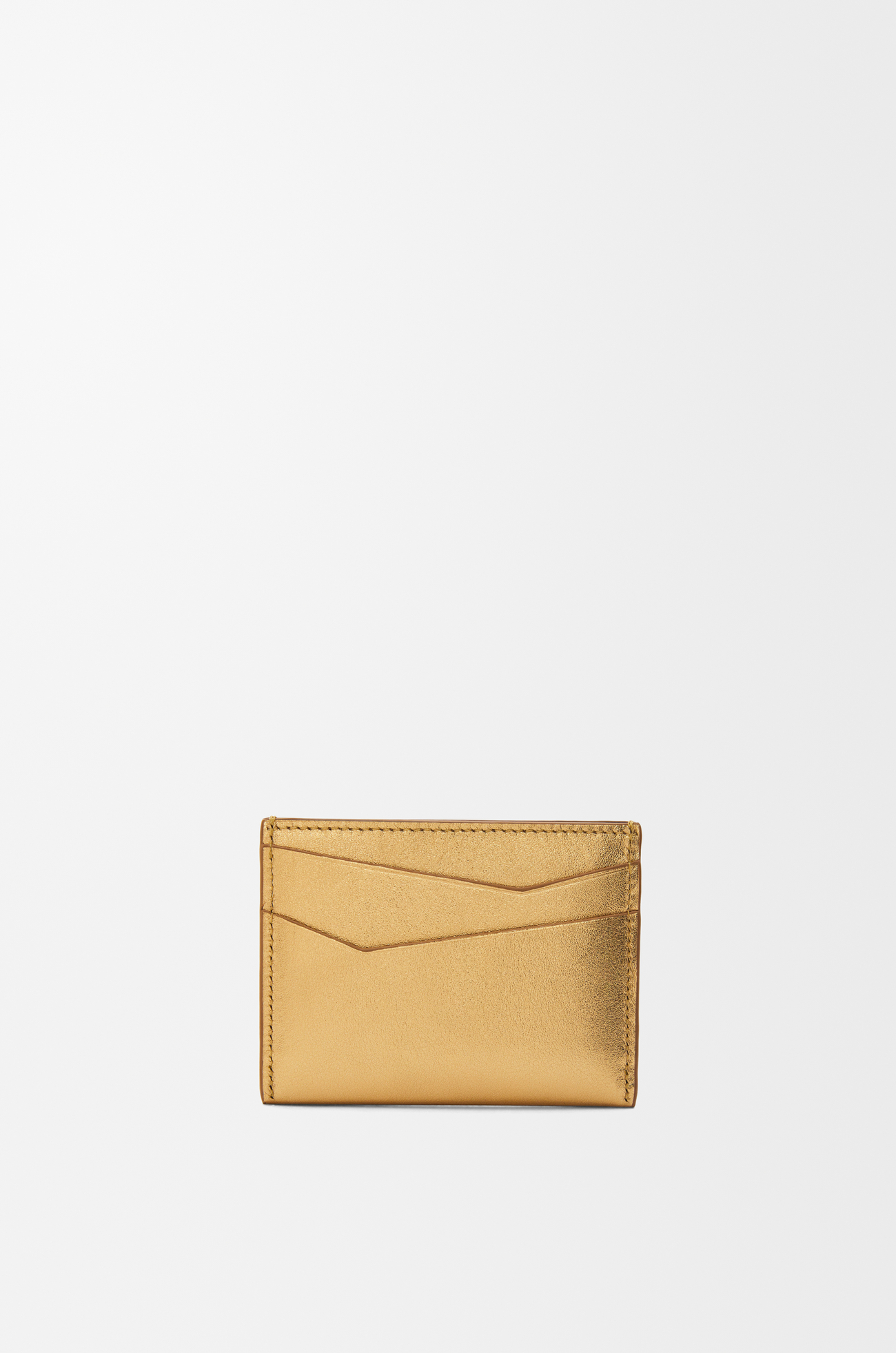 LOEWE Puzzle plain cardholder in metallic calfskin Gold/Oak plp_rd