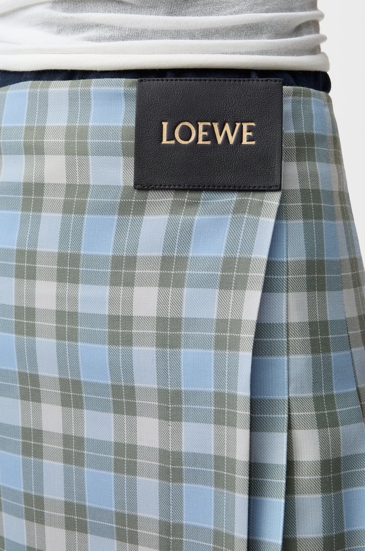 LOEWE Falda plisada en mezcla de lana Azul Claro/Blanco