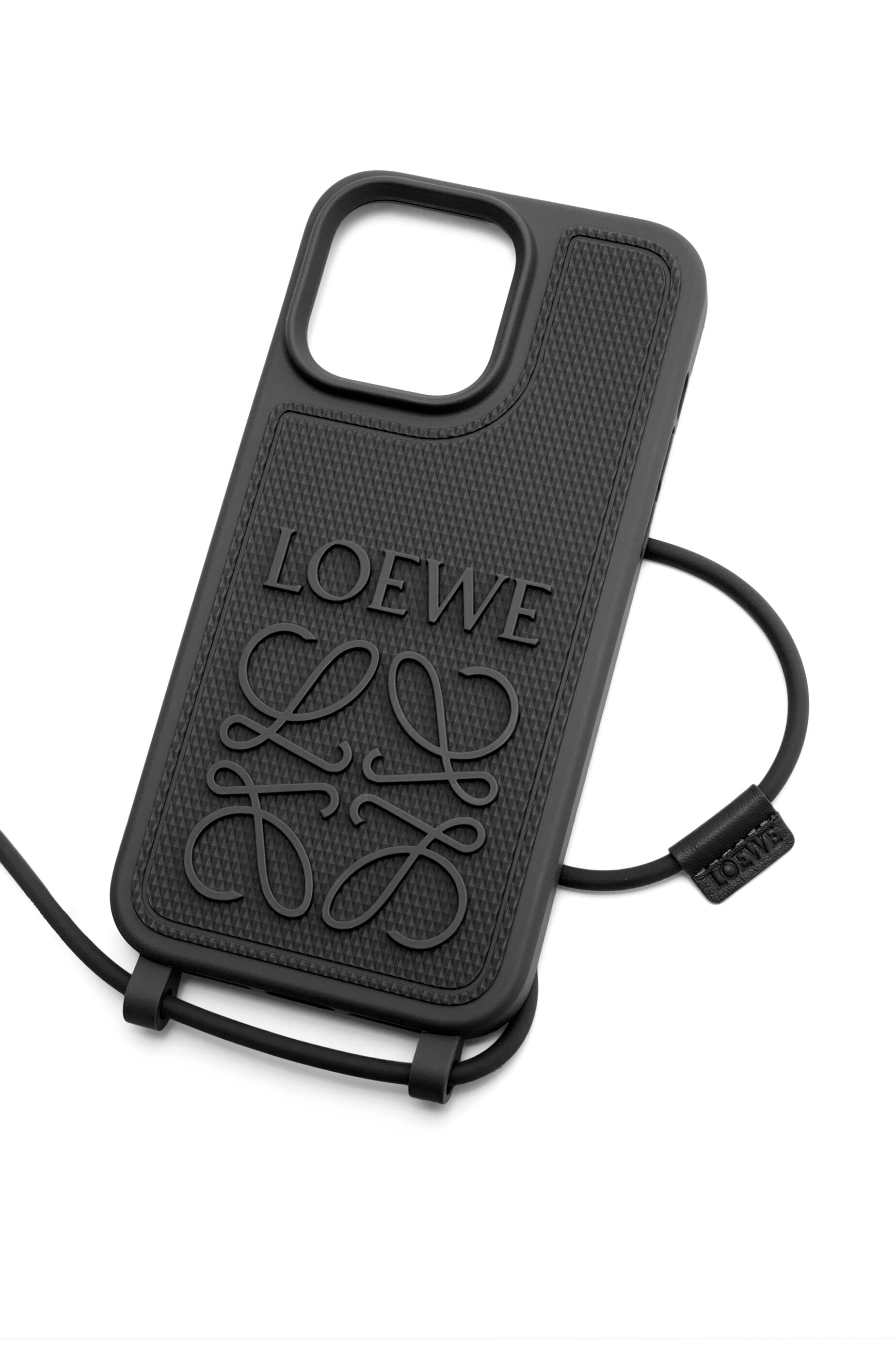 iPhone 14 Pro Max case in diamond rubber with a strap Black - LOEWE