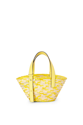 LOEWE Small Basket bag in palm leaf and calfskin Natural/Lemon