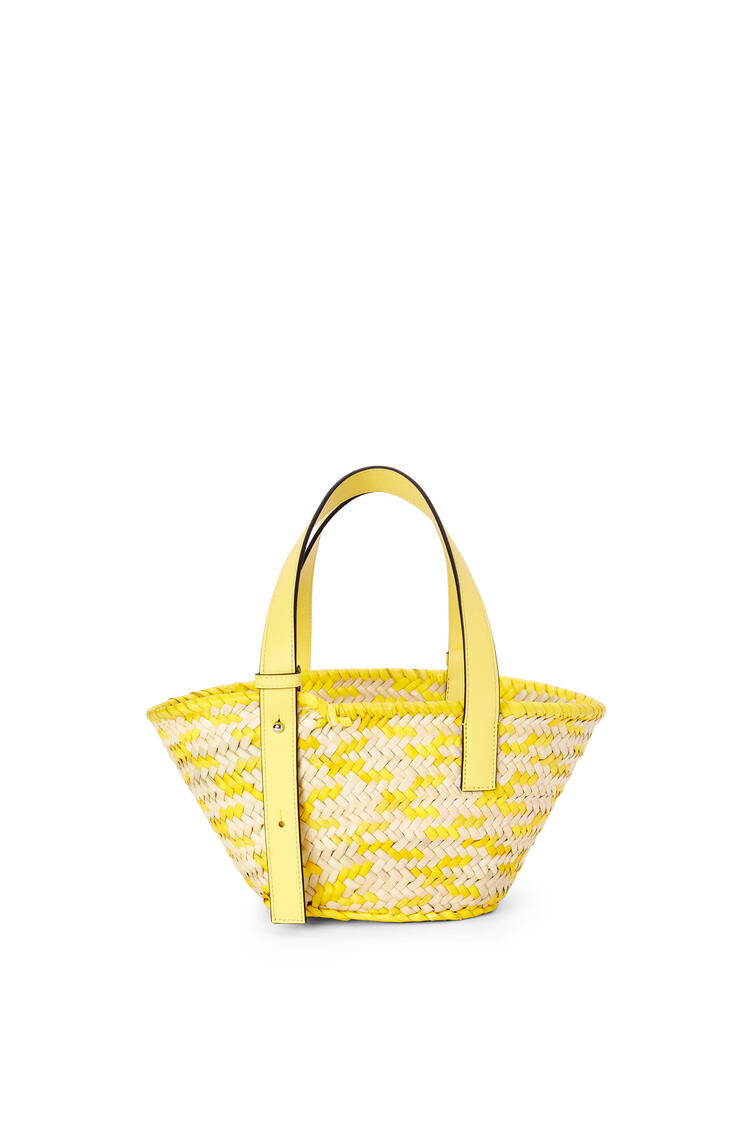 LOEWE Small Basket bag in palm leaf and calfskin Natural/Lemon pdp_rd