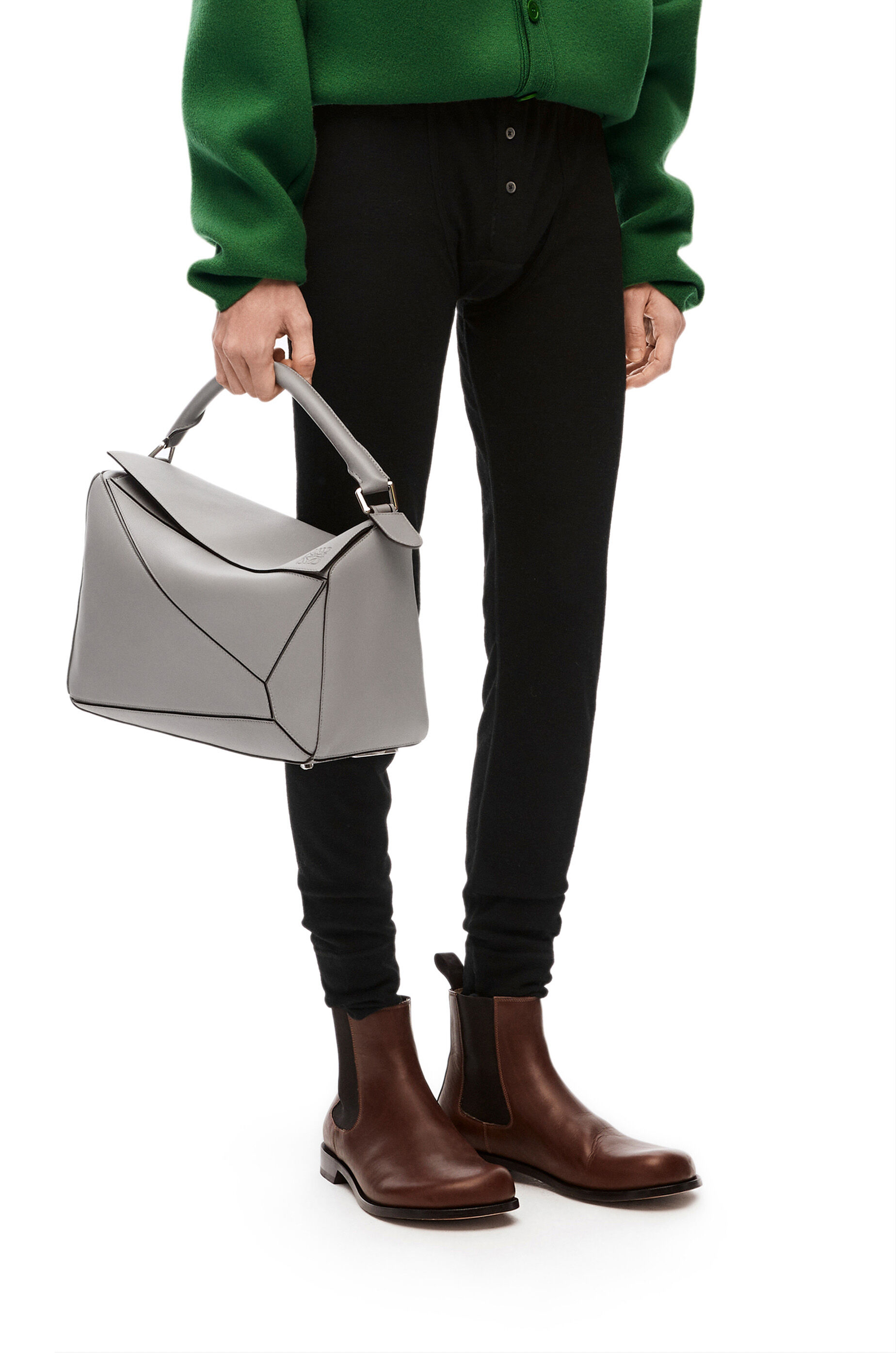 Large Puzzle bag in classic calfskin Asphalt Grey LOEWE