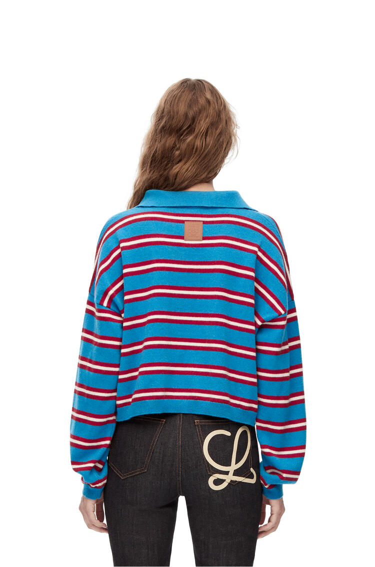 LOEWE Stripe polo collar sweater in wool Blue/Red