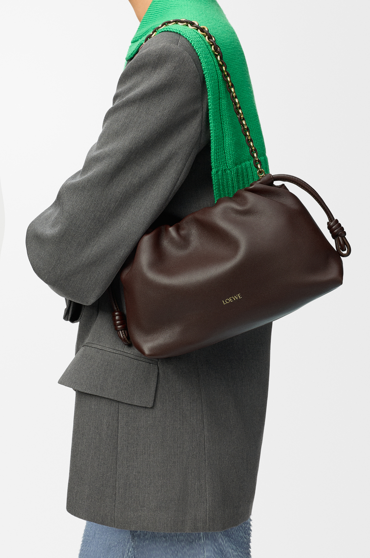 LOEWE Medium Flamenco purse in mellow nappa lambskin Dark Chestnut