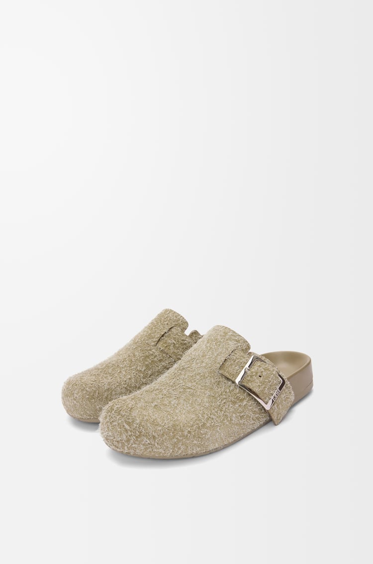 LOEWE 磨砂麂皮 Ease Buckle 穆勒鞋 卡其綠