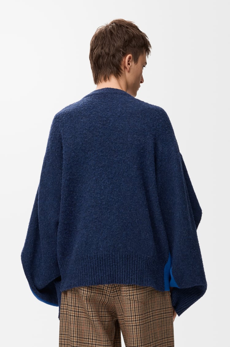 LOEWE Trompe l'oeil sweater in wool Blue/Dark Blue