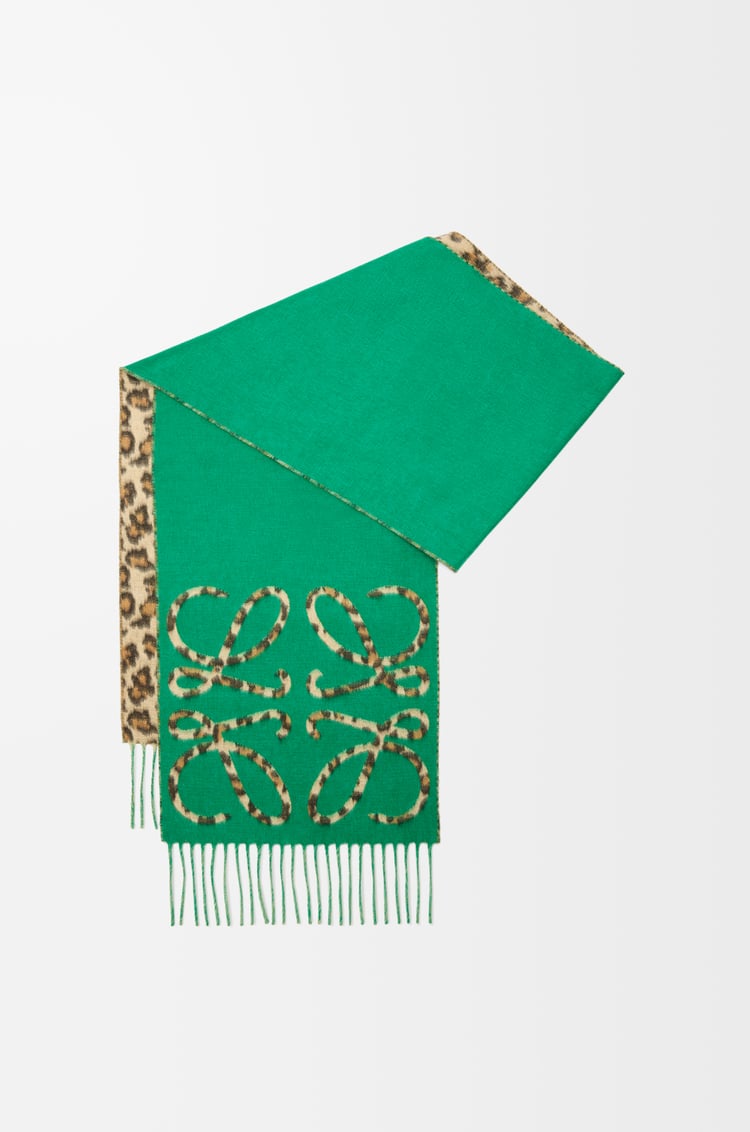 LOEWE Anagram scarf in silk and cashmere Green/Multicolor