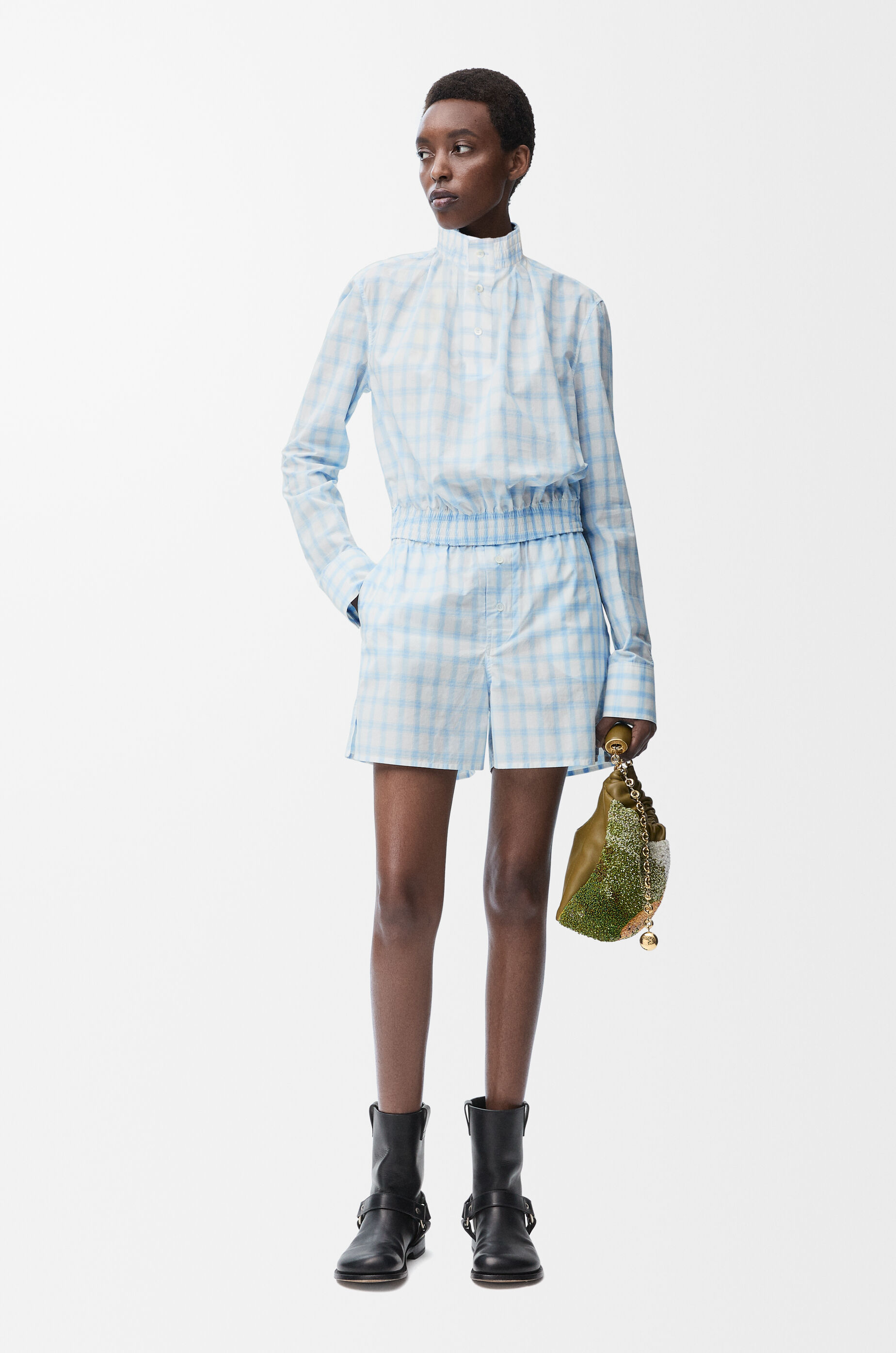 ショートパンツ LOEWE White Leather Shorts Shorts in denim White - LOEWE