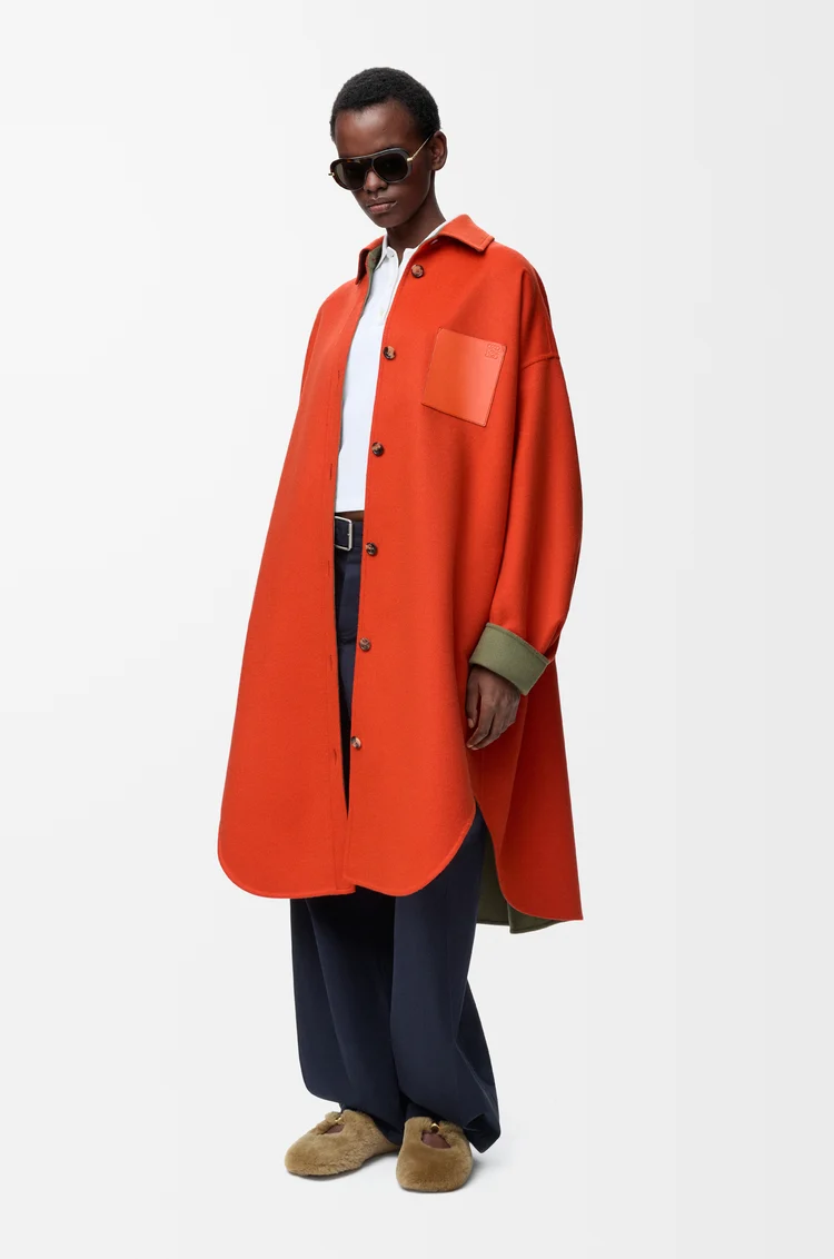 LOEWE Abrigo en lana y cashmere Caqui/Naranja