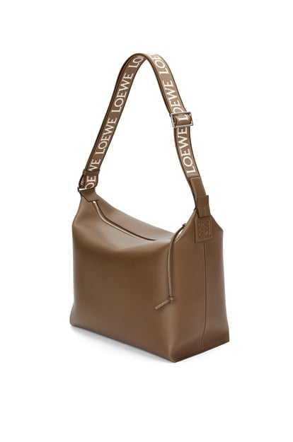 LOEWE Cubi Crossbody bag in supple smooth calfskin and jacquard Winter Brown plp_rd