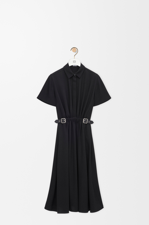 LOEWE Robe ceinturée en viscose stretch Noir