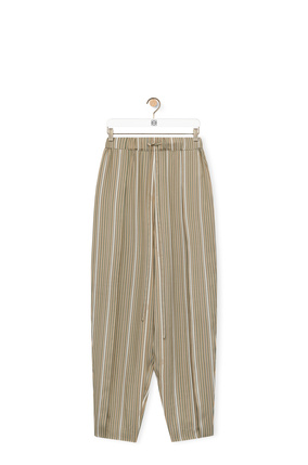 LOEWE Stripe balloon trousers in silk Light Khaki G/Dark Khaki G
