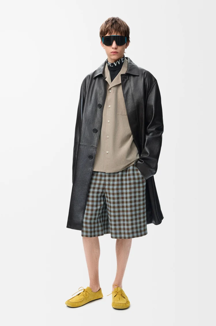 LOEWE Short sleeve shirt in wool and cotton Beige