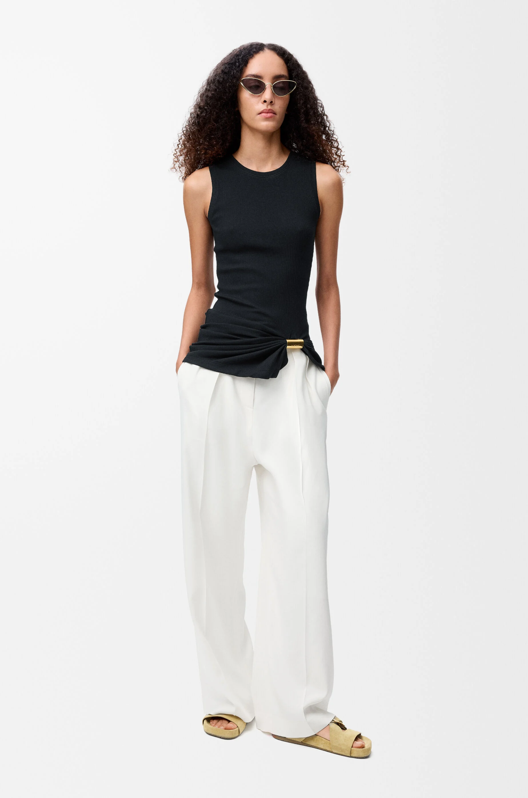 パンツ LOEWE PANTS (S359Y04XD4 WHITEGREYMULTI) Trousers in stretch viscose blend White - LOEWE