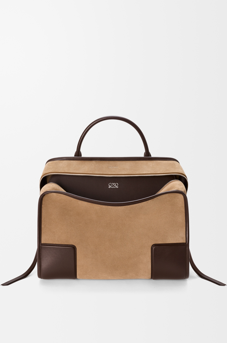 LOEWE XL Amazona 180 bag in suede Dark Oro/Chocolat