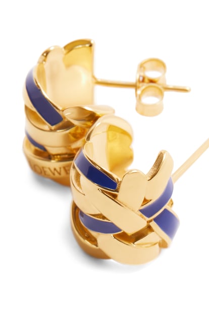 LOEWE Nest small hoop earrings in sterling silver and enamel Gold/Midnight Blue plp_rd