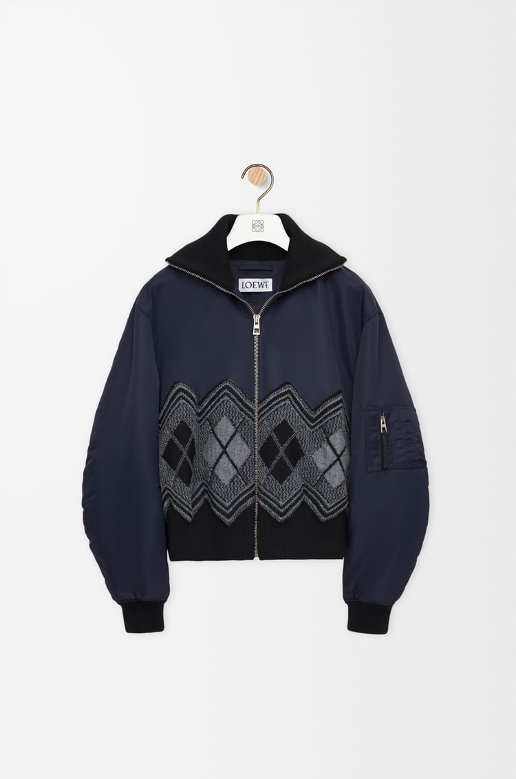 LOEWE Bomber jacket in nylon and wool blend Dark Navy